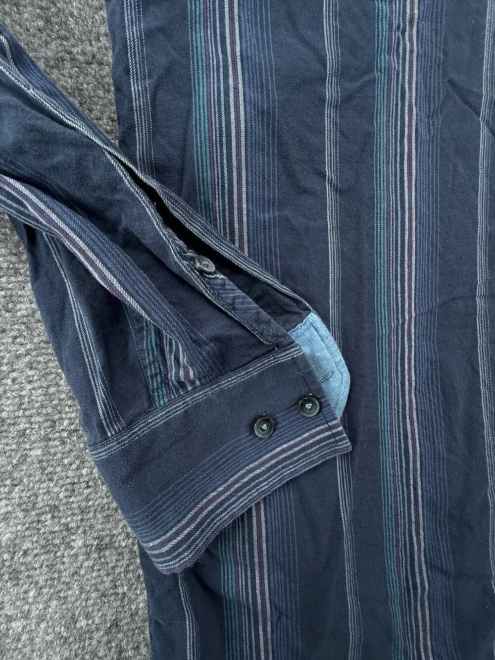 Tommy Bahama Cotton Silk Stretch Blue Striped Button Up Shirt Men Long Sleeve